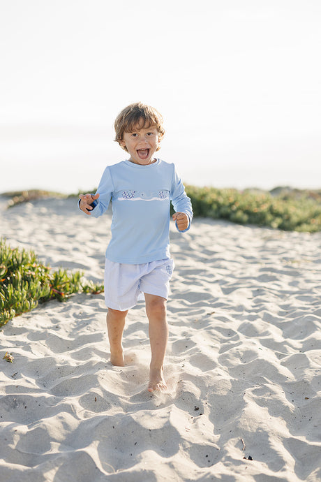 WHALE APPLIQUE RASH GUARD AND SWIM TRUNKS SET
