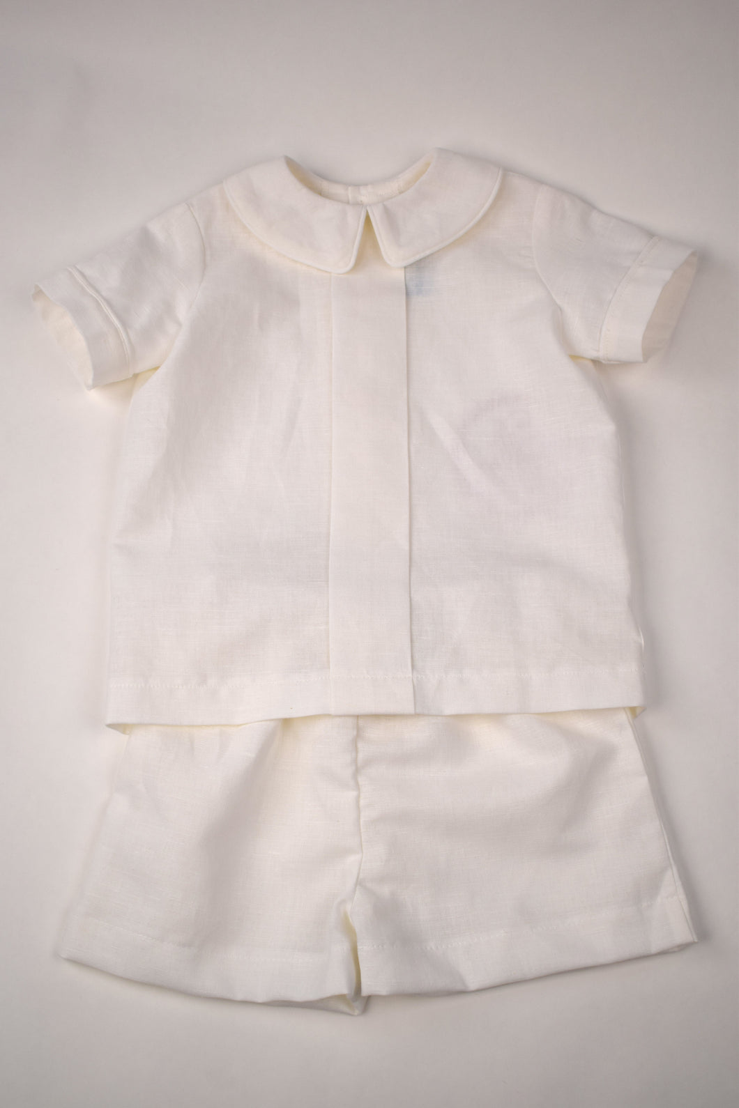 White Linen Shorts Set