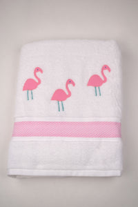 Towel with Pink Flamingos