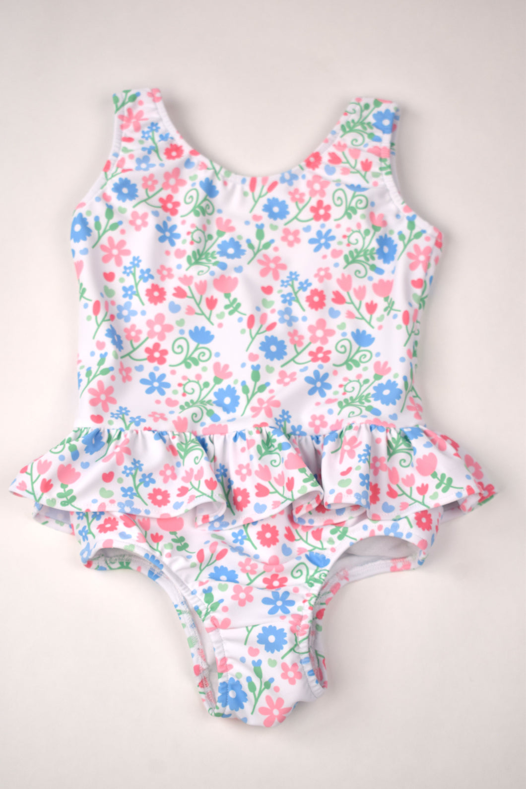 FLOWER PRINT RUFFLE SWIMSUIT