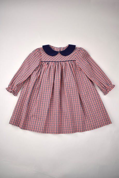 NAVY AND RED PLAID DRESS