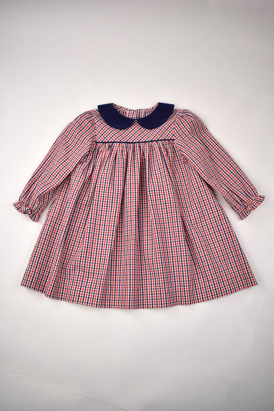 NAVY AND RED PLAID DRESS
