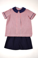 Load image into Gallery viewer, RED AND NAVY PLAID SHIRT WITH NAVY SHORTS