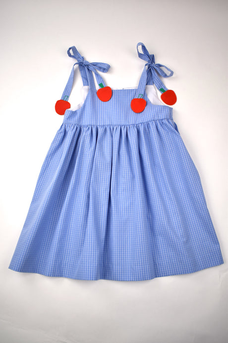 BLUE PLAID JUMPER WITH APPLE TIES
