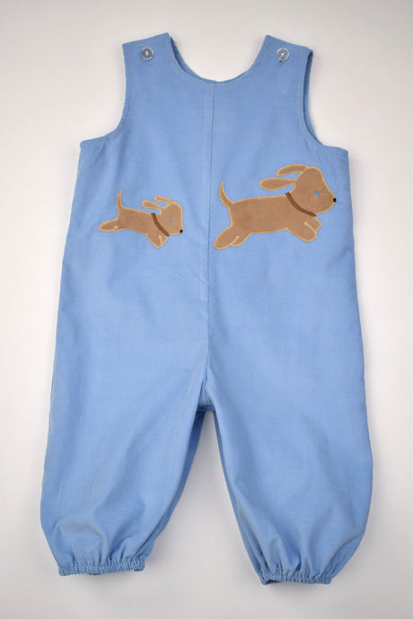 BLUE CORDUROY LONGALL WITH DOGS APPLIQUE