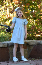 Load image into Gallery viewer, VINTAGE BLUE FLORAL PUFF SLEEVE DRESS